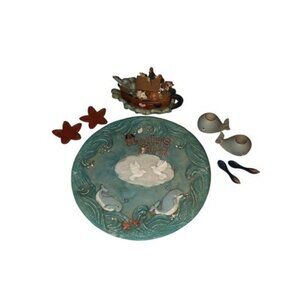 Vintage miniature figure tea set noah’s ark whales star fish Spoons Ark & Plate